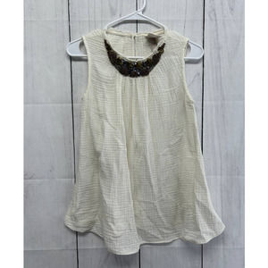 Knox Rose Boho Beaded Neckline Gauze Woven Sleeveless Top EUC XS